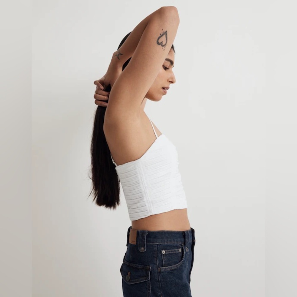 Madewell Poplin Crop Tube Top White SZ 00 NWT - Picture 4 of 4